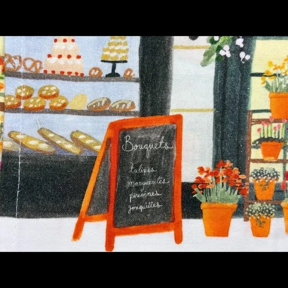 Anthropologie Flower Stand Embroidered Dish Towel NIP - Picture 4 of 12